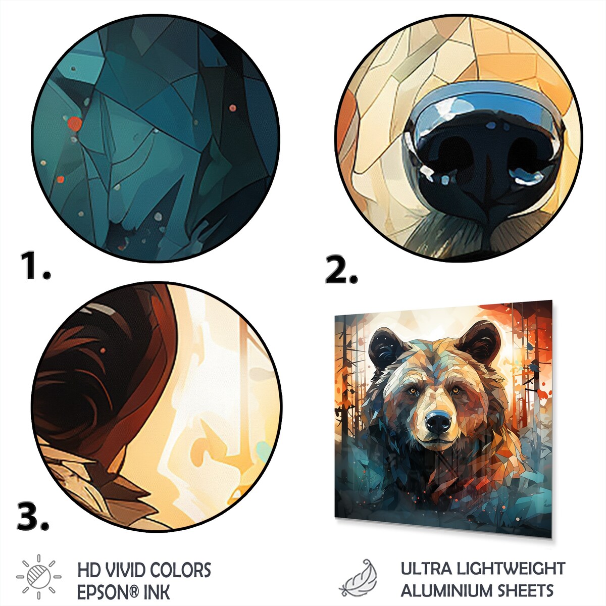 Designart "Brown Bear Forest Portrait I" Bear II Metal Wall Art - Orange Metal Wall Décor Modern Metal Art Work