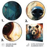 Designart "Brown Bear Forest Portrait I" Bear II Metal Wall Art - Orange Metal Wall Décor Modern Metal Art Work