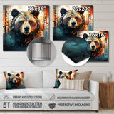 Designart "Brown Bear Forest Portrait I" Bear II Metal Wall Art - Orange Metal Wall Décor Modern Metal Art Work