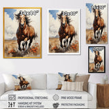 Designart "Brown Horse Galloping In The Wild" Horse Wall Decor Brown - Traditional Entryway Framed Wall Art
