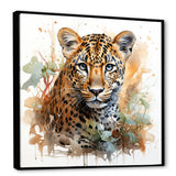 Designart "Brown Leopard Elegance Portrait" Leopard Brown Wall Decor - Modern Entryway Framed Wall Art Print