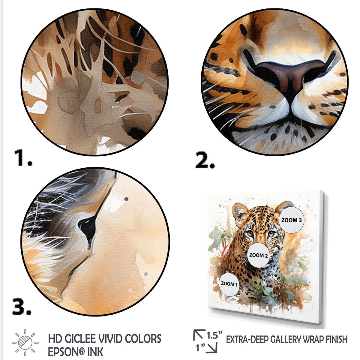 Designart "Brown Leopard Elegance Portrait" Leopard Brown Wall Decor - Modern Entryway Framed Wall Art Print