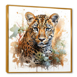 Designart "Brown Leopard Elegance Portrait" Leopard Brown Wall Decor - Modern Entryway Framed Wall Art Print