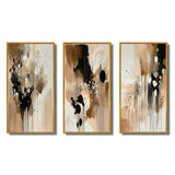 Designart "Brown Mindful Abstraction III" Abstract Framed Wall Art Set Of 3 Frame Gallery Wall Set For Home Decor