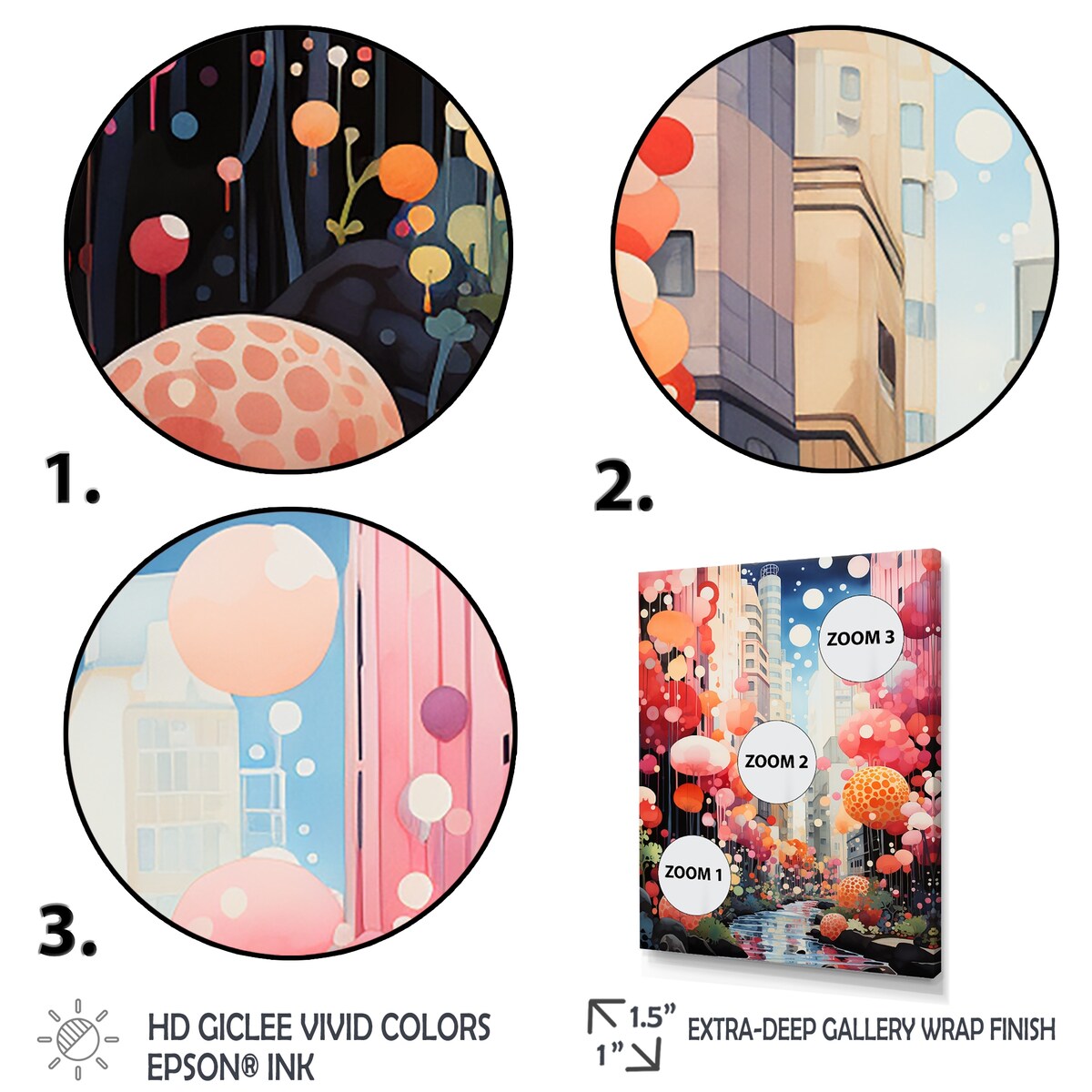 Designart "Bubble Gum Cityscape Horizon I" City Art Deco Pink Wall Decor - Industrial Bedroom Framed Canvas Wall Art