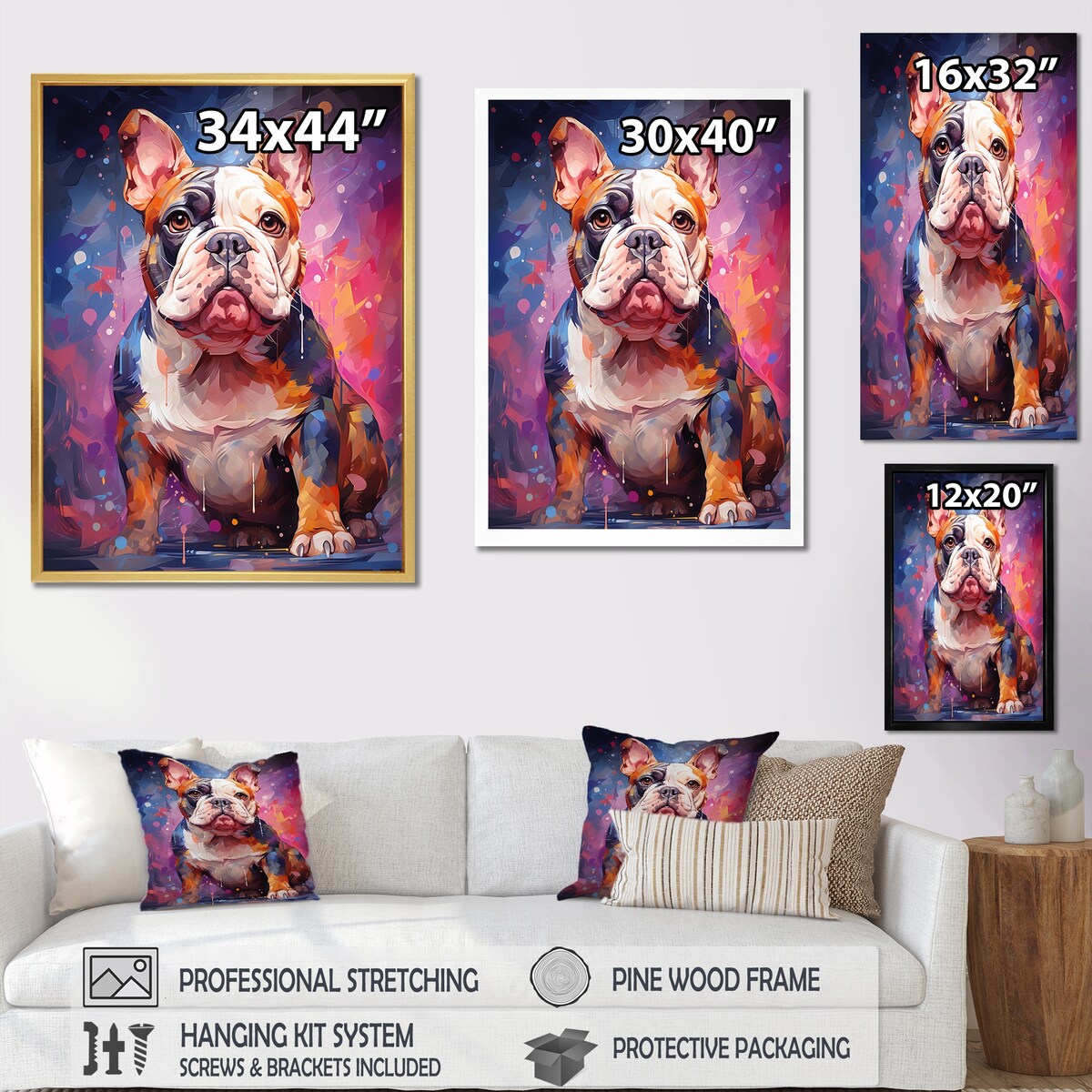 Designart "Bulldog Boldness III" Dog Wall Art