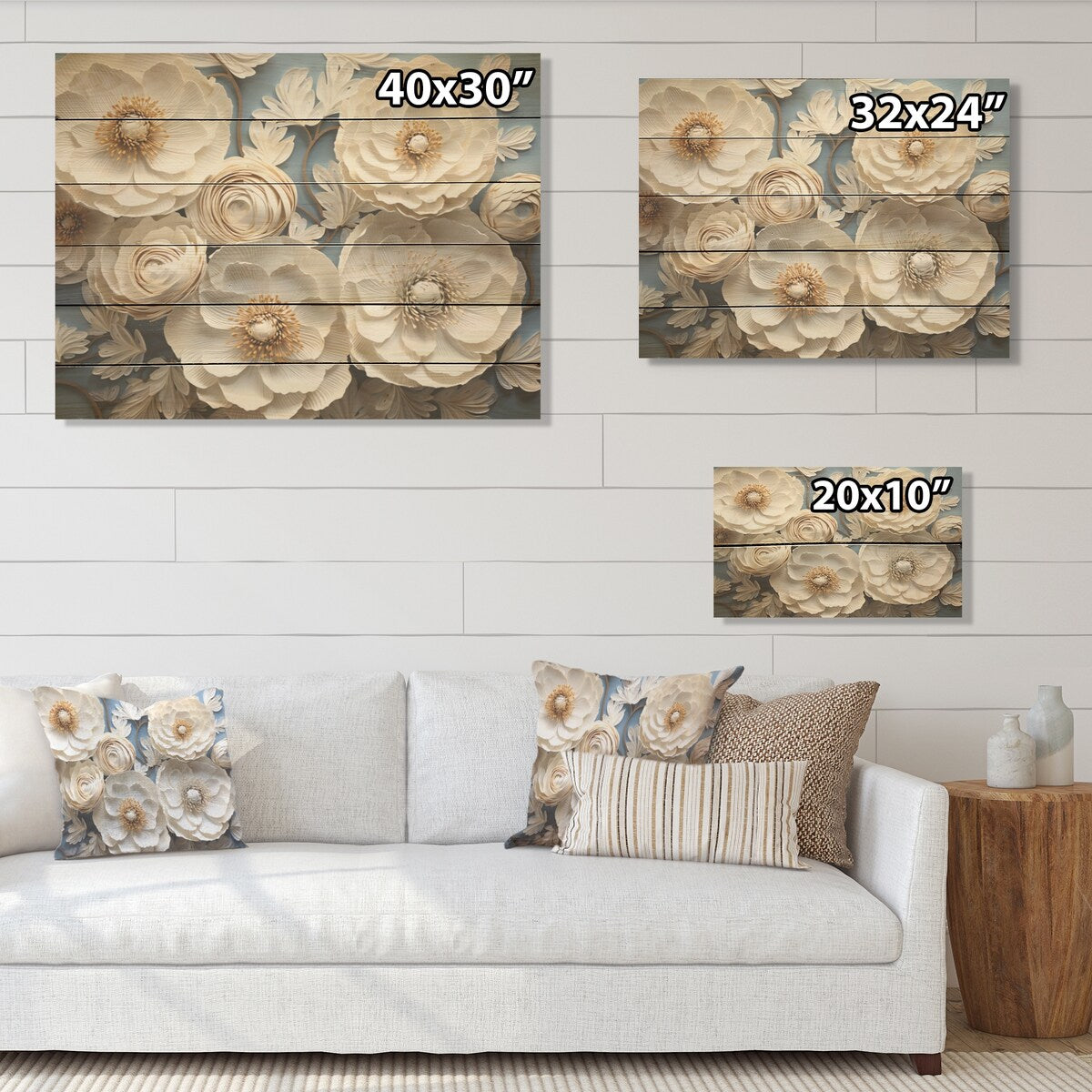 Designart "Burst Of Ranunculus Beauty I" Ranunculus Wood Wall Decor Traditional Beige Wood Panel On Natural Pine Wood