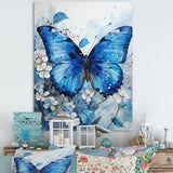 Designart "Butterfly Sapphire Flutter I" Butterfly Animal Wall Art