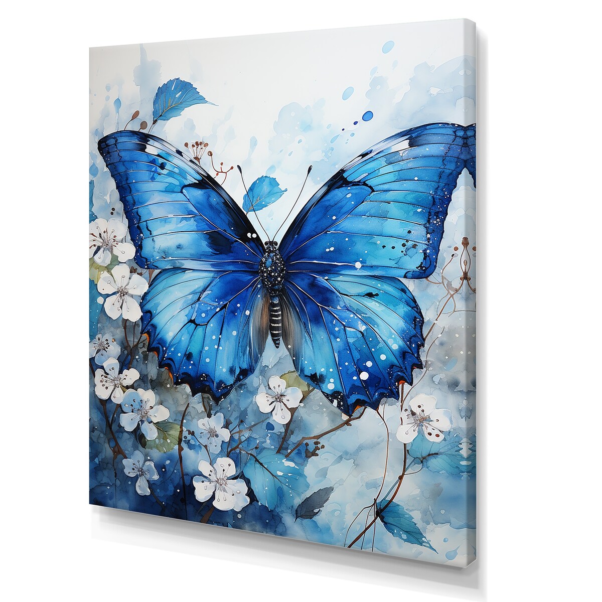 Designart "Butterfly Sapphire Flutter I" Butterfly Animal Wall Art