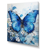 Designart "Butterfly Sapphire Flutter I" Butterfly Animal Wall Art