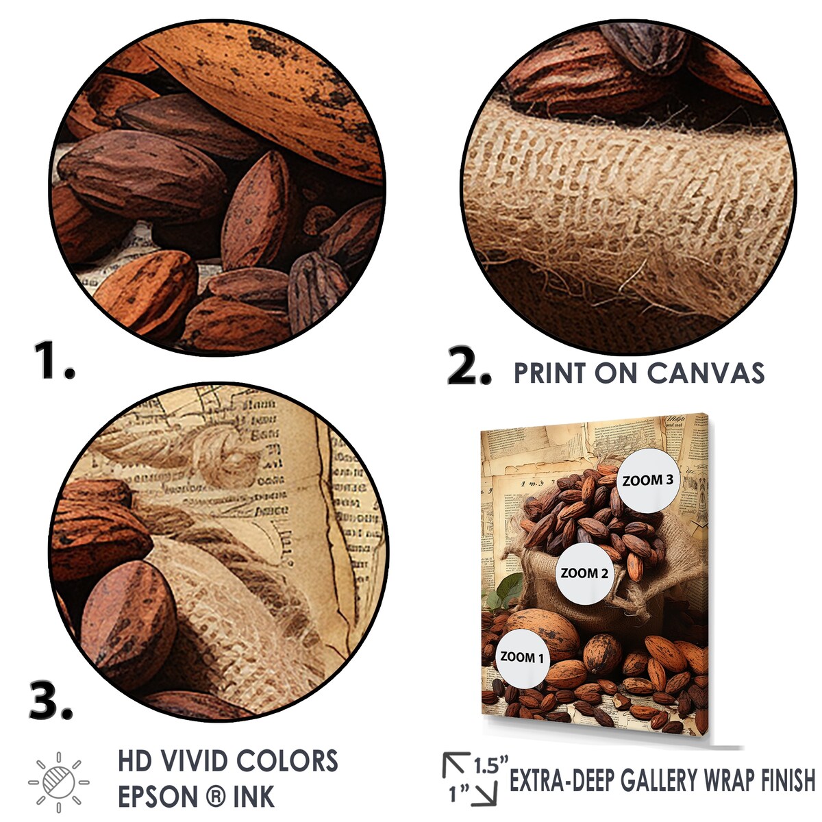 Designart "Cacao Velvet Vintage " Cacao Wall Art