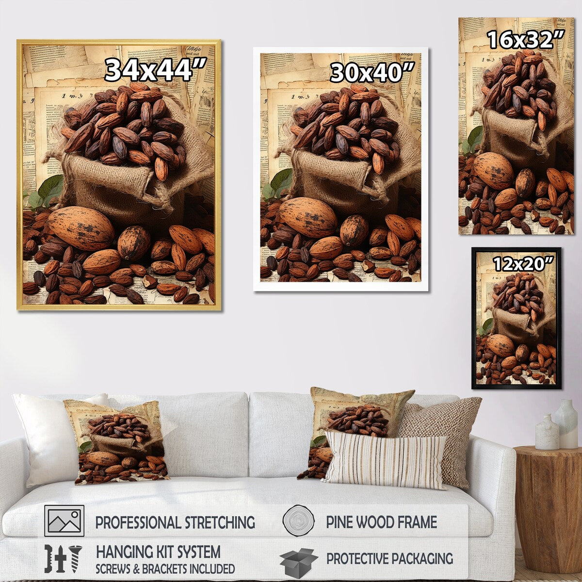 Designart "Cacao Velvet Vintage " Cacao Wall Art