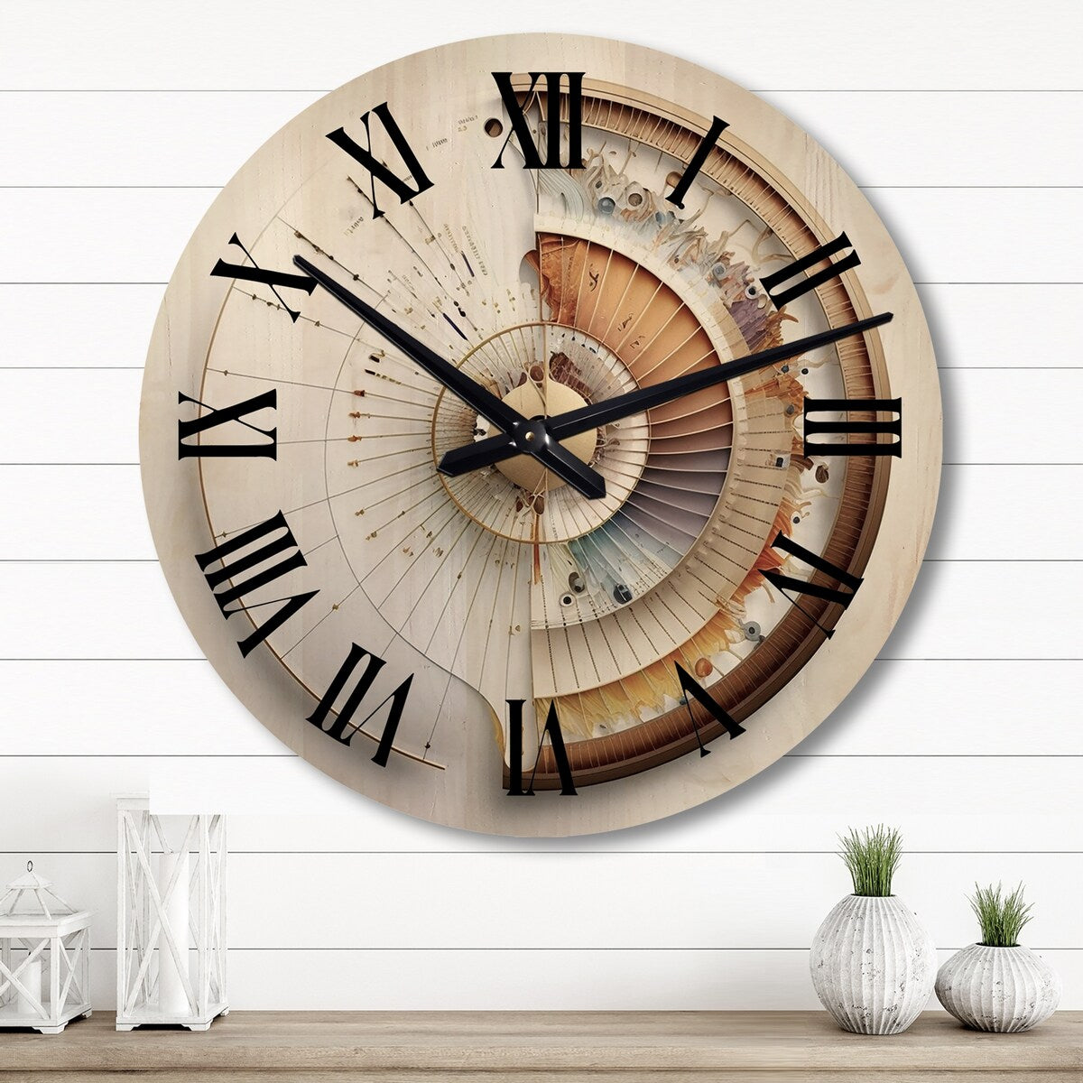 Designart "Caclulating The Universe Spiral Illustration" Abstract Spirals Oversized Wood Wall Clock