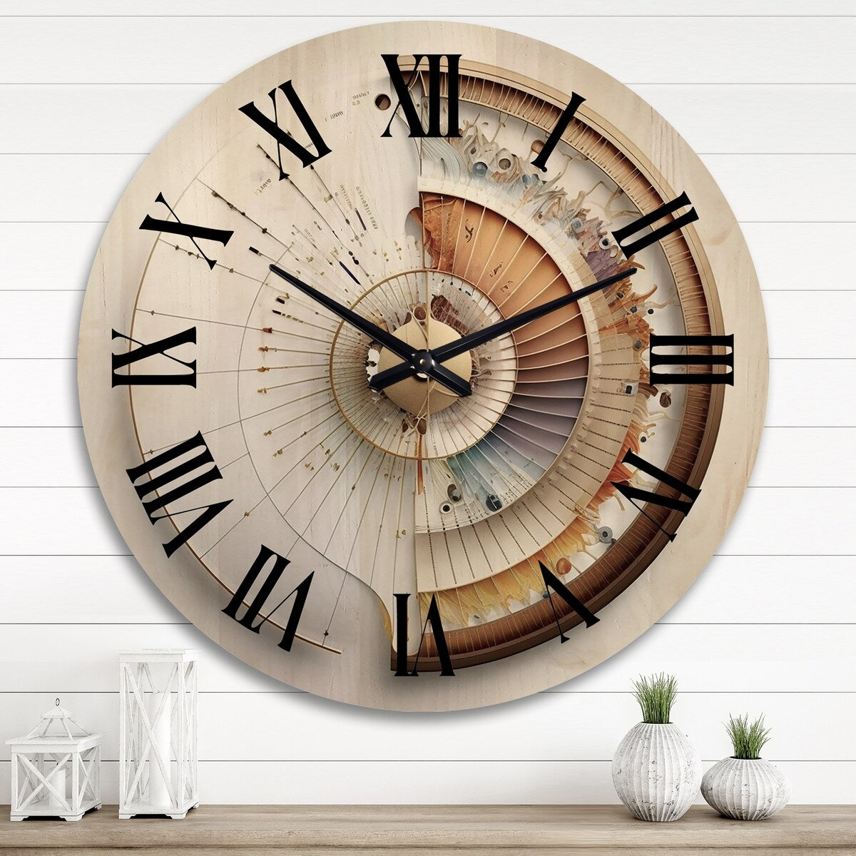 Designart "Caclulating The Universe Spiral Illustration" Abstract Spirals Oversized Wood Wall Clock