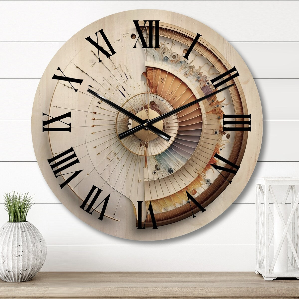 Designart "Caclulating The Universe Spiral Illustration" Abstract Spirals Oversized Wood Wall Clock
