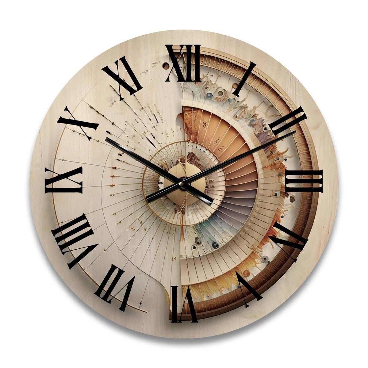 Designart "Caclulating The Universe Spiral Illustration" Abstract Spirals Oversized Wood Wall Clock