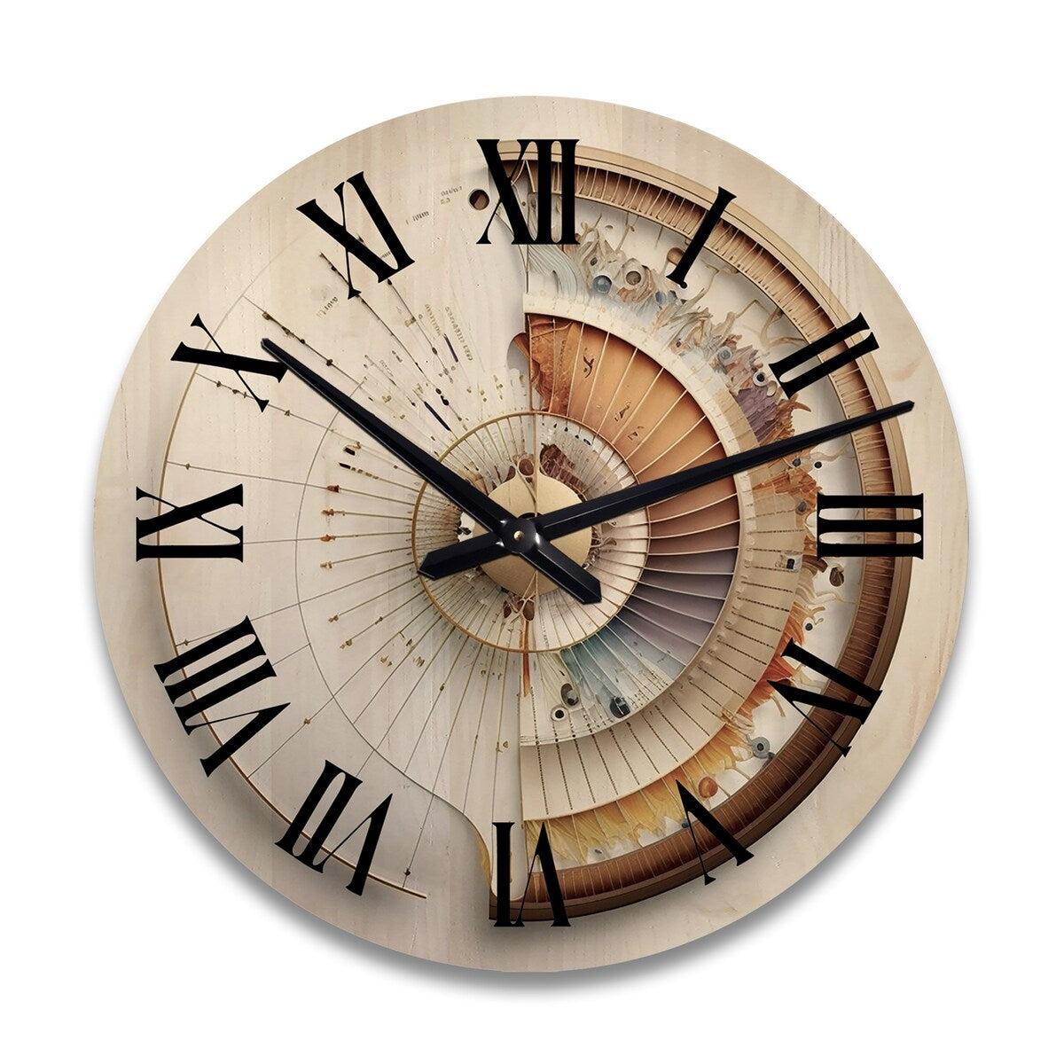 Designart "Caclulating The Universe Spiral Illustration" Abstract Spirals Oversized Wood Wall Clock