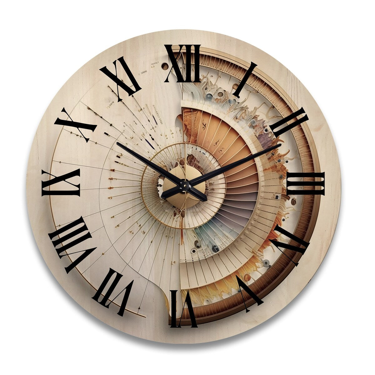 Designart "Caclulating The Universe Spiral Illustration" Abstract Spirals Oversized Wood Wall Clock