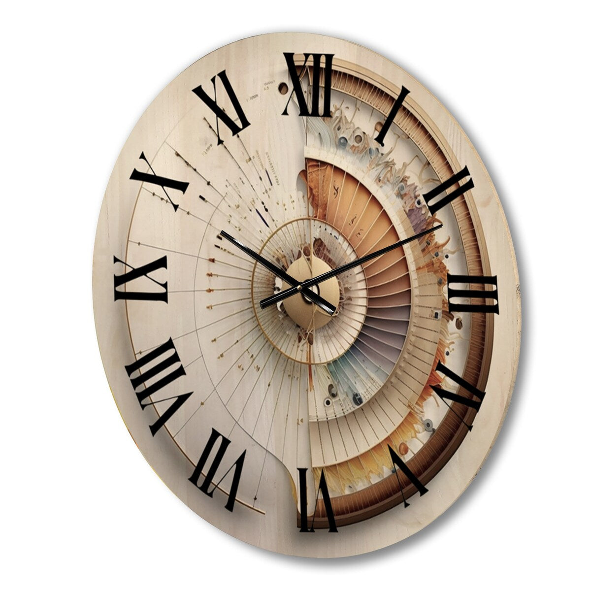 Designart "Caclulating The Universe Spiral Illustration" Abstract Spirals Oversized Wood Wall Clock