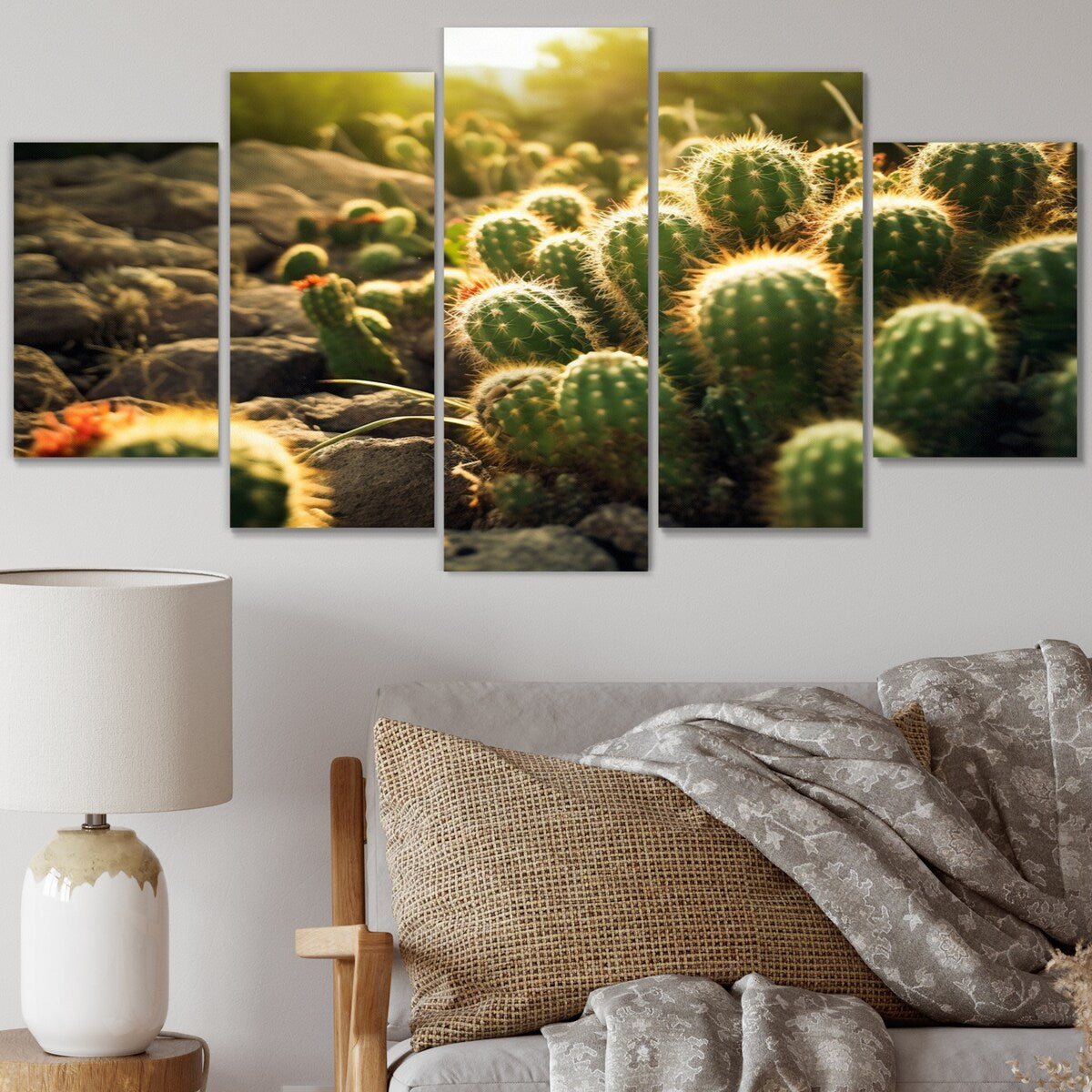 Designart "Cactus Perfection Sunrise III" Floral Wall Art Prints Set
