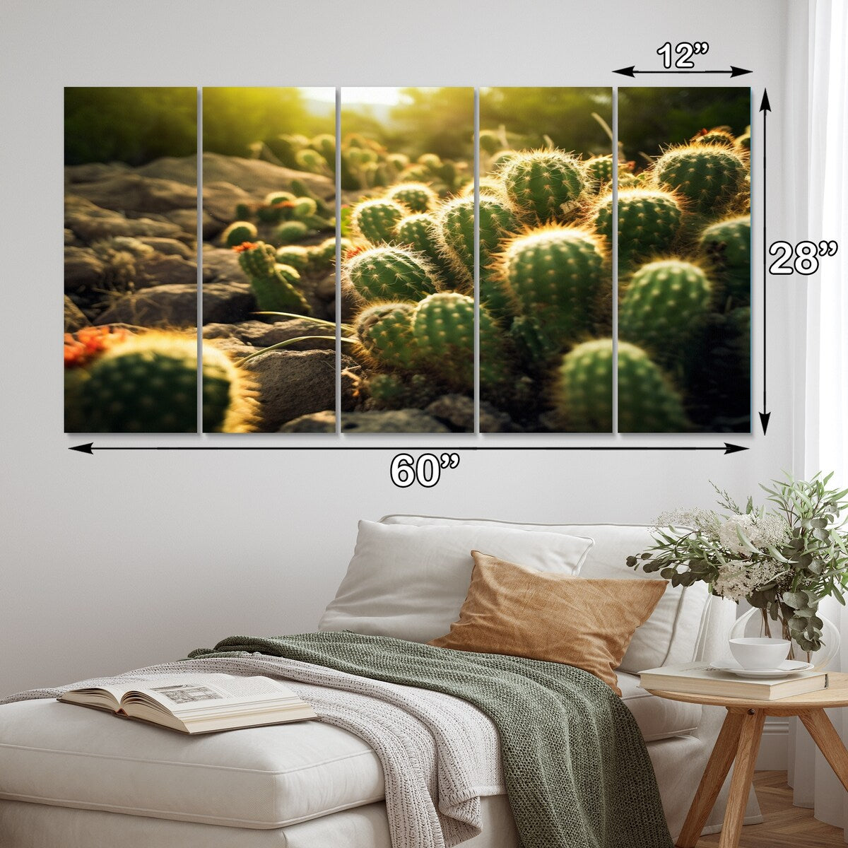 Designart "Cactus Perfection Sunrise III" Floral Wall Art Prints Set
