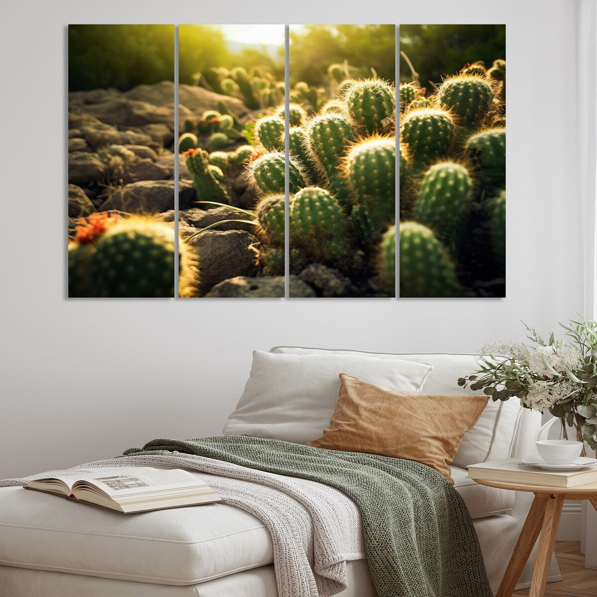Designart "Cactus Perfection Sunrise III" Floral Wall Art Prints Set