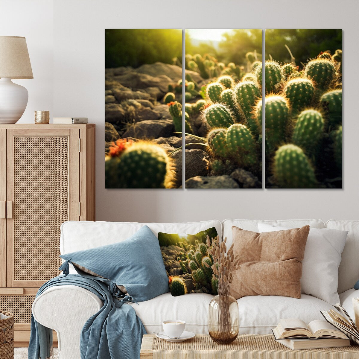 Designart "Cactus Perfection Sunrise III" Floral Wall Art Prints Set