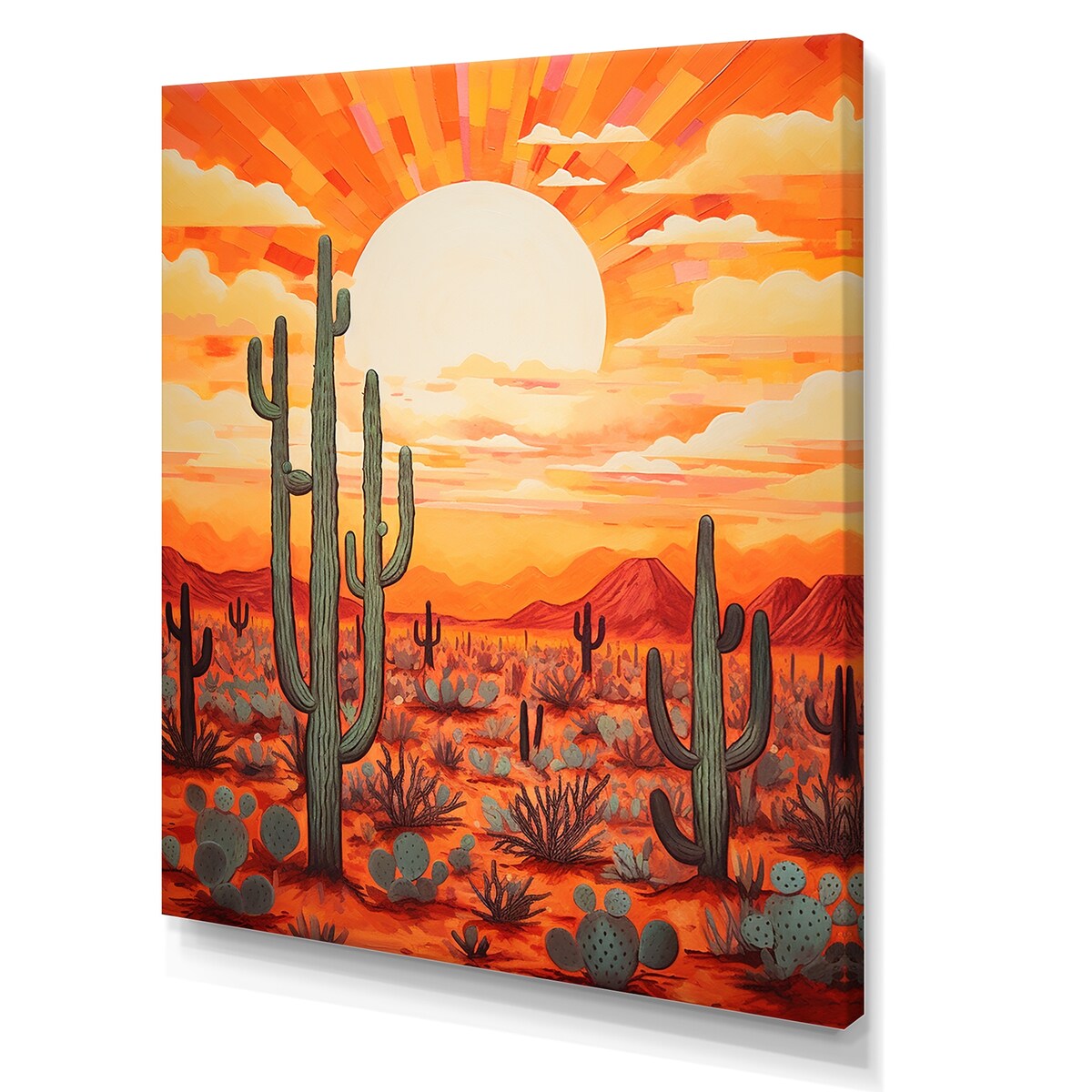 Designart "Cactus Sunset Shadows I" Floral Cactus Wall Art