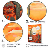 Designart "Cactus Sunset Shadows I" Floral Cactus Wall Art