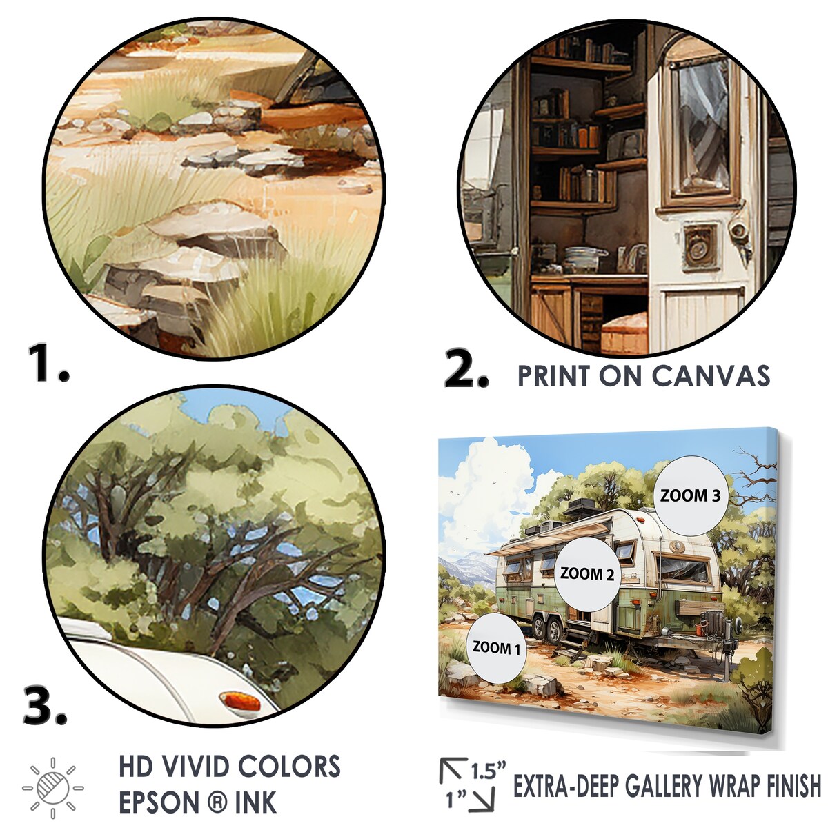 Designart "Camping Van Scenery" Camping Travel Wall Art