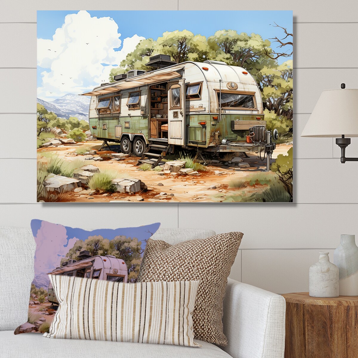 Designart "Camping Van Scenery" Camping Travel Wall Art