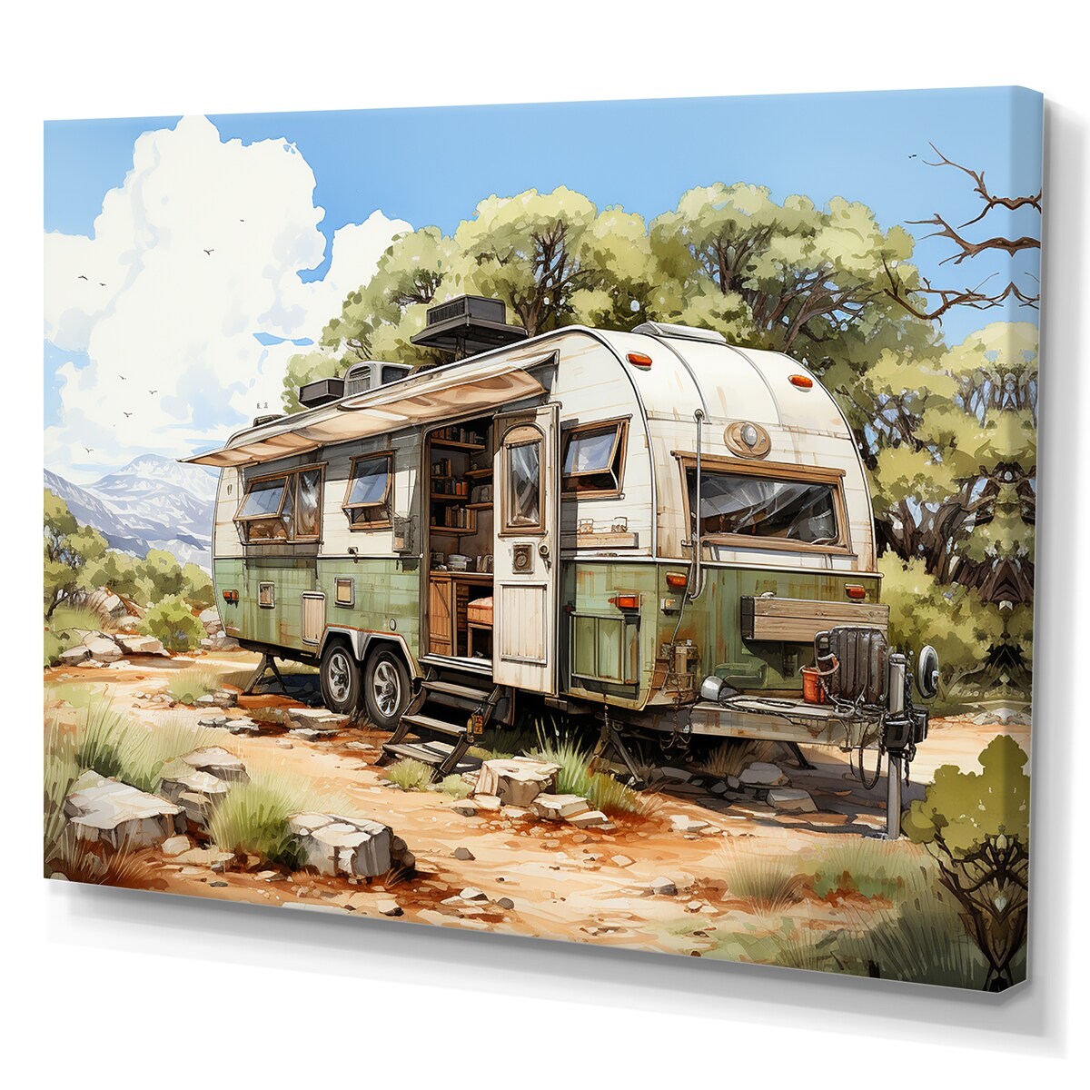 Designart "Camping Van Scenery" Camping Travel Wall Art