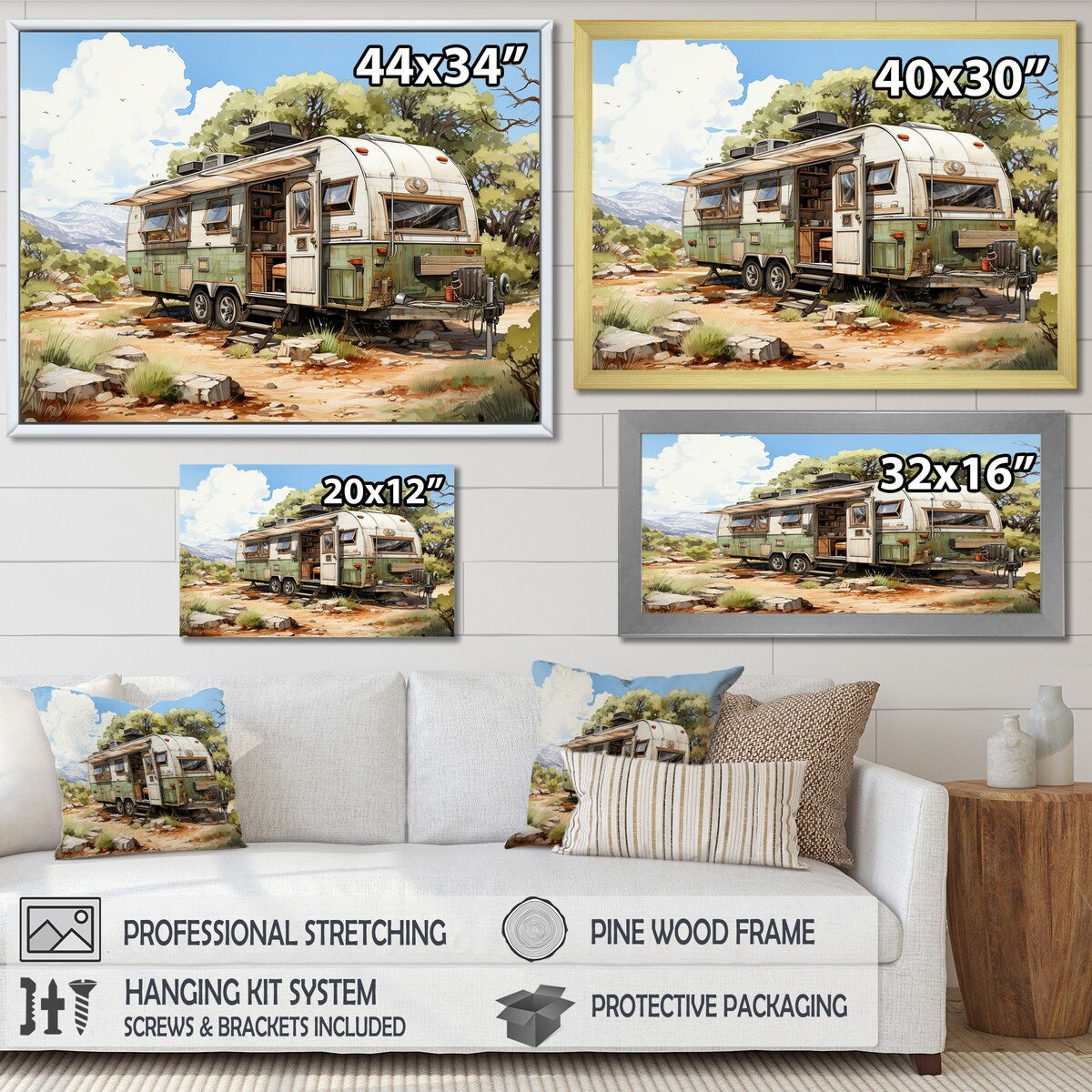 Designart "Camping Van Scenery" Camping Travel Wall Art