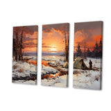 Designart "Campingtravel Winters Whisper II" Winter Landscape Canvas Wall Art Set