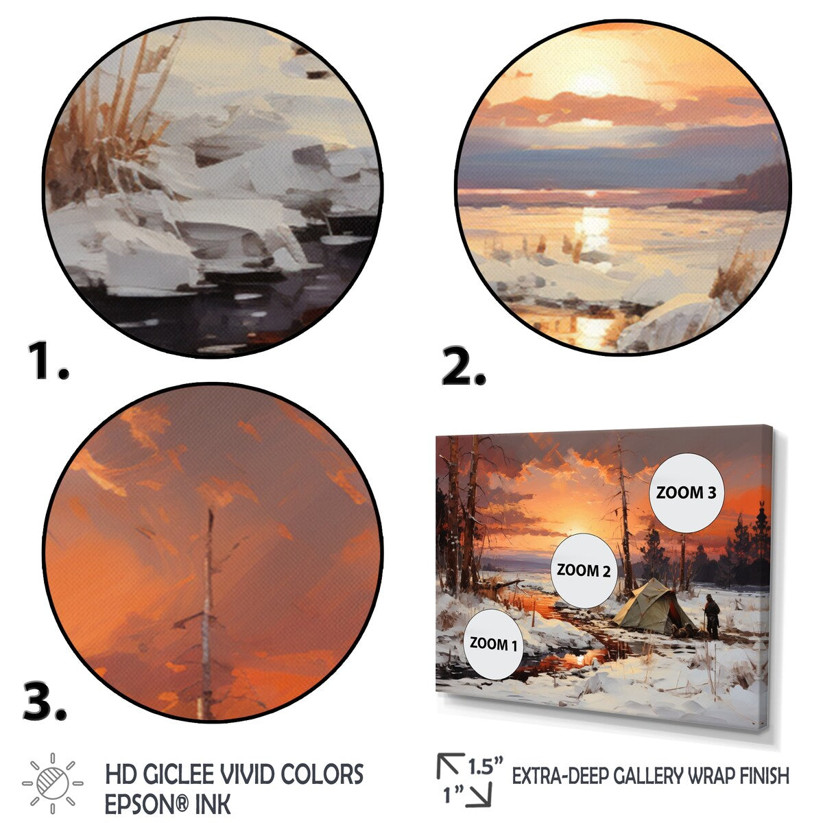 Designart "Campingtravel Winters Whisper II" Winter Landscape Canvas Wall Art Set