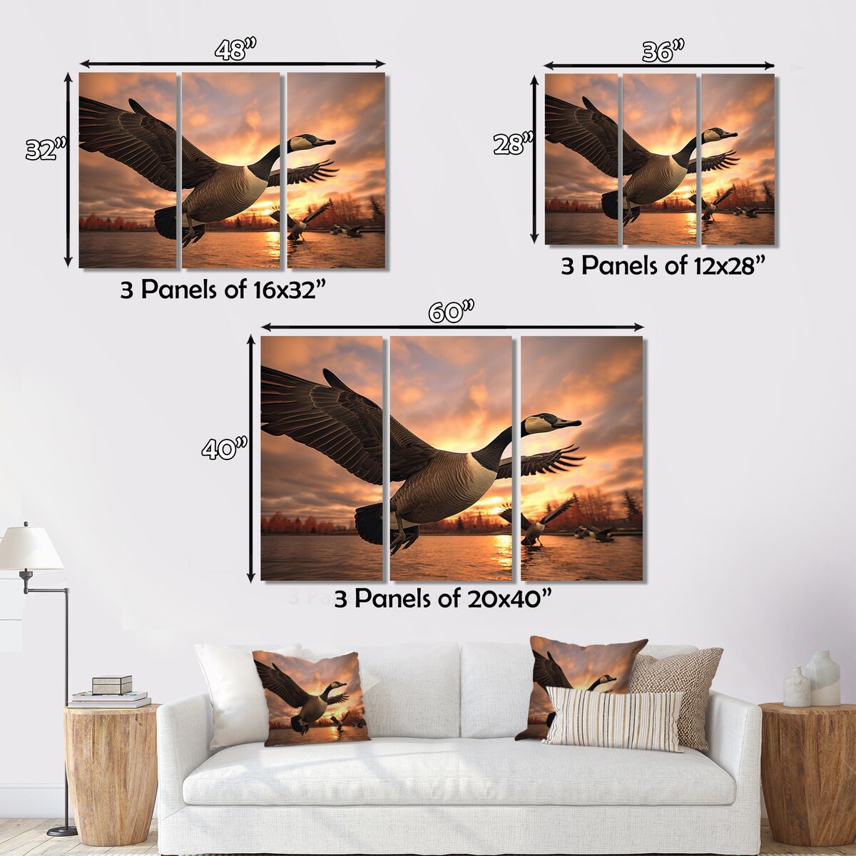Designart "Canada Canadian Geese I" Animals Wall Art Prints Set