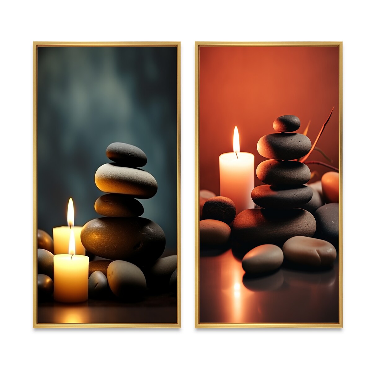 Designart "Candle Flame Zen Stone Cairn Sculpture Balance III" Spiritual Stone Wall Art Décor For Living Room Decor
