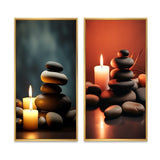Designart "Candle Flame Zen Stone Cairn Sculpture Balance III" Spiritual Stone Wall Art Décor For Living Room Decor