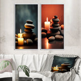 Designart "Candle Flame Zen Stone Cairn Sculpture Balance III" Spiritual Stone Wall Art Décor For Living Room Decor