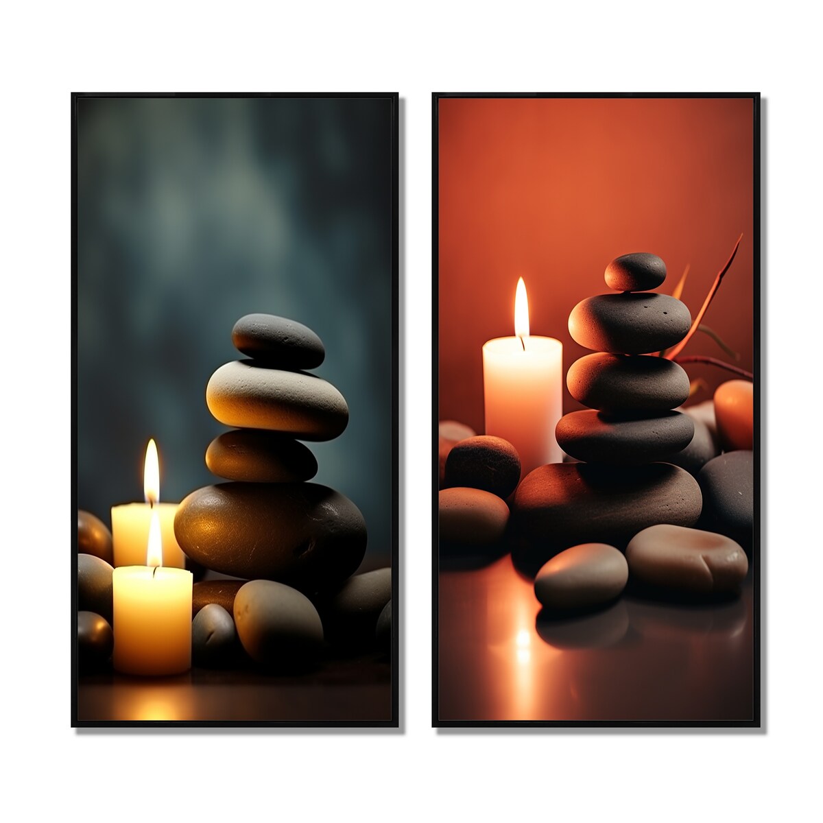 Designart "Candle Flame Zen Stone Cairn Sculpture Balance III" Spiritual Stone Wall Art Décor For Living Room Decor