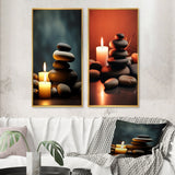 Designart "Candle Flame Zen Stone Cairn Sculpture Balance III" Spiritual Stone Wall Art Décor For Living Room Decor