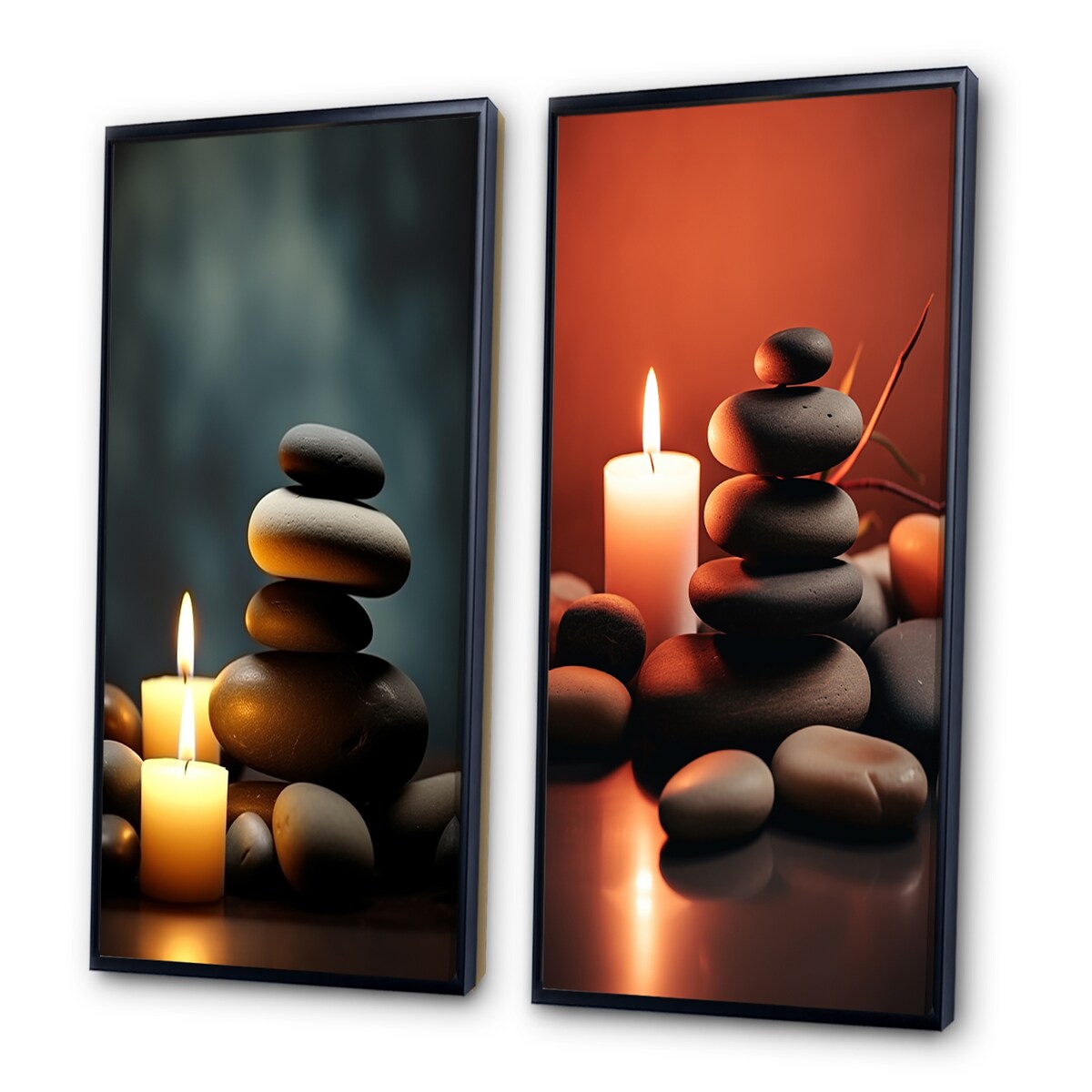 Designart "Candle Flame Zen Stone Cairn Sculpture Balance III" Spiritual Stone Wall Art Décor For Living Room Decor