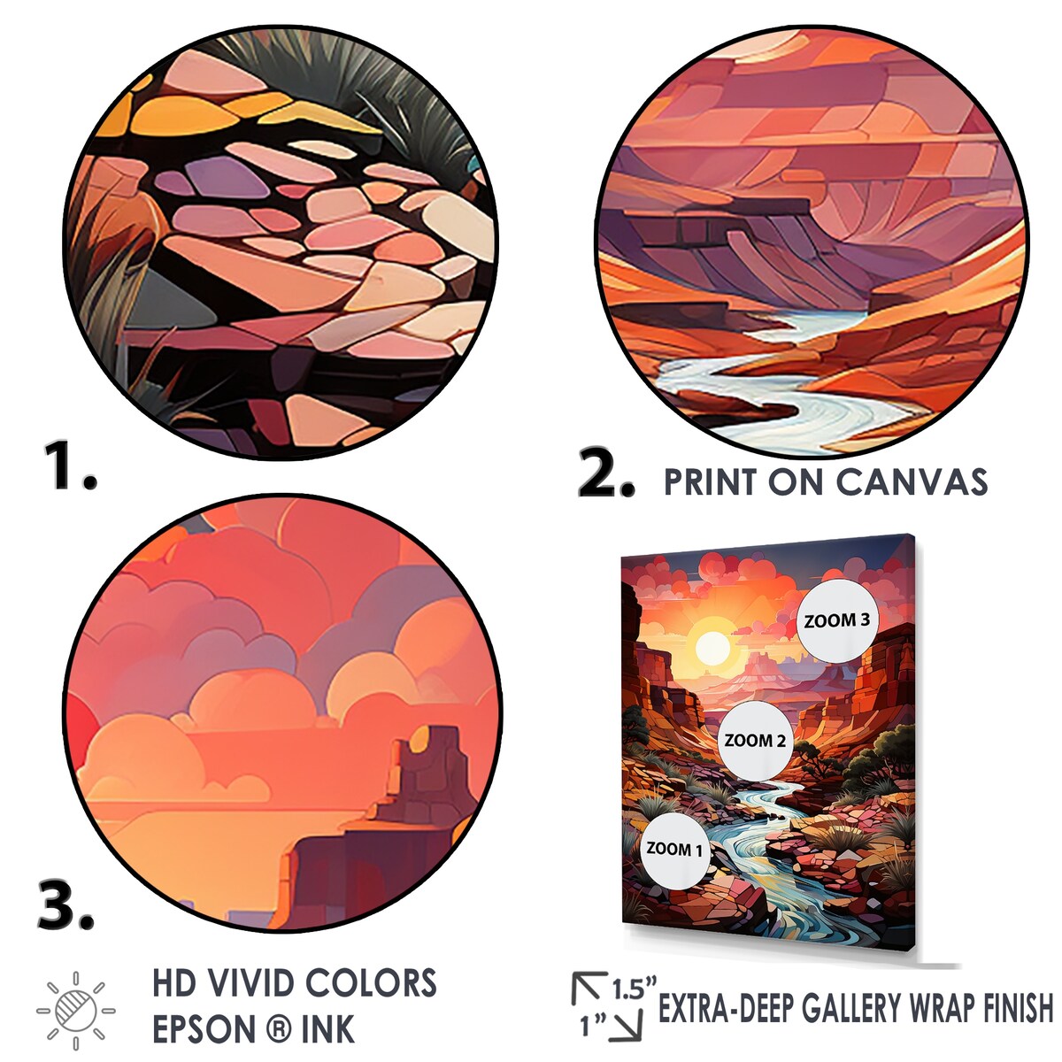 Designart "Canyon Desert Sunrise Landscape" Canyon Wall Art