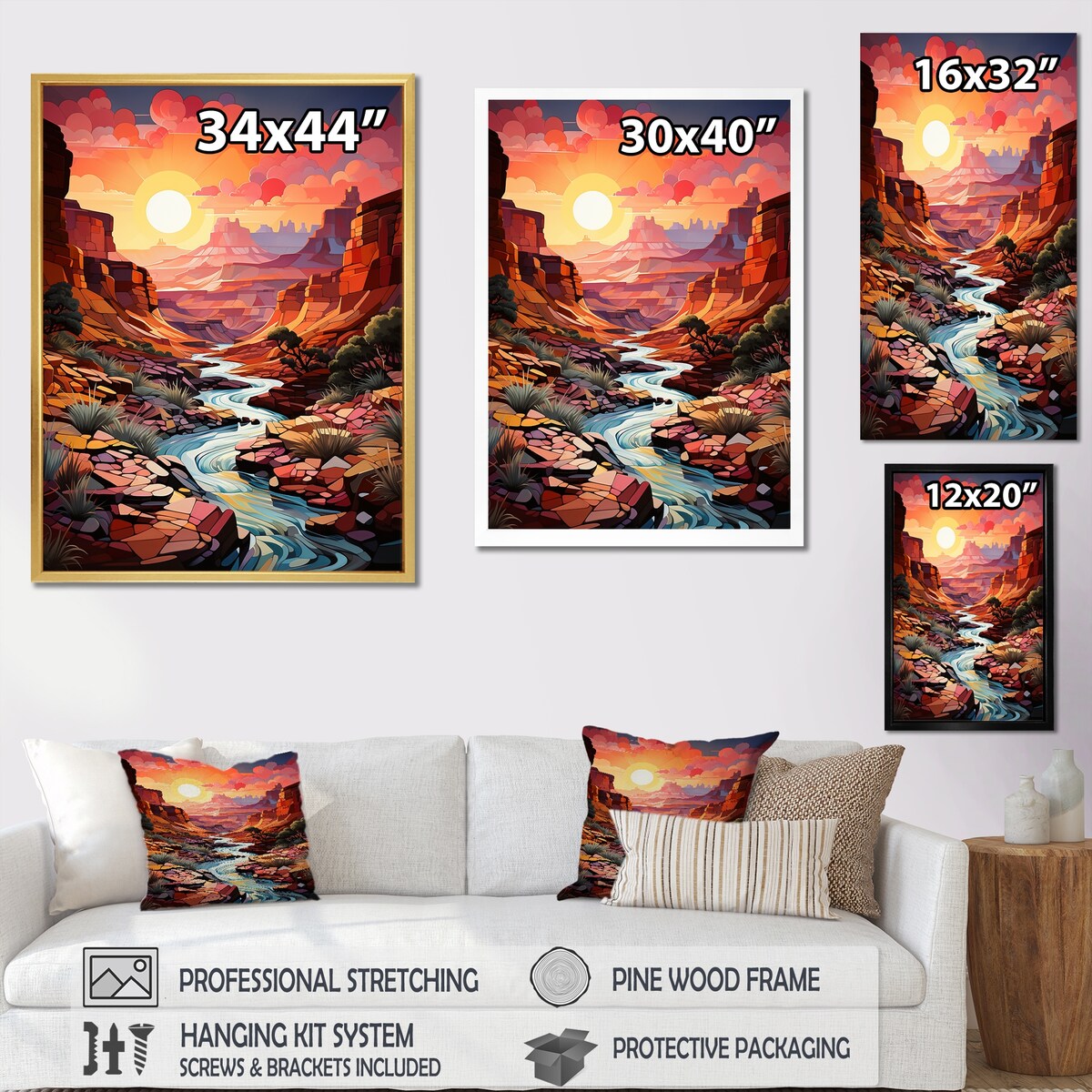 Designart "Canyon Desert Sunrise Landscape" Canyon Wall Art