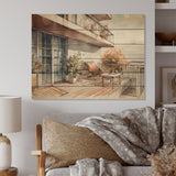 Designart "Capturing The Bliss Of A Summer Terrace II" City Art Deco Print on Natural Pine Wood