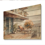 Designart "Capturing The Bliss Of A Summer Terrace II" City Art Deco Print on Natural Pine Wood