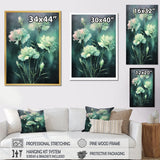 Designart "Carnations Green Emerald Ink" Carnations Wall Art