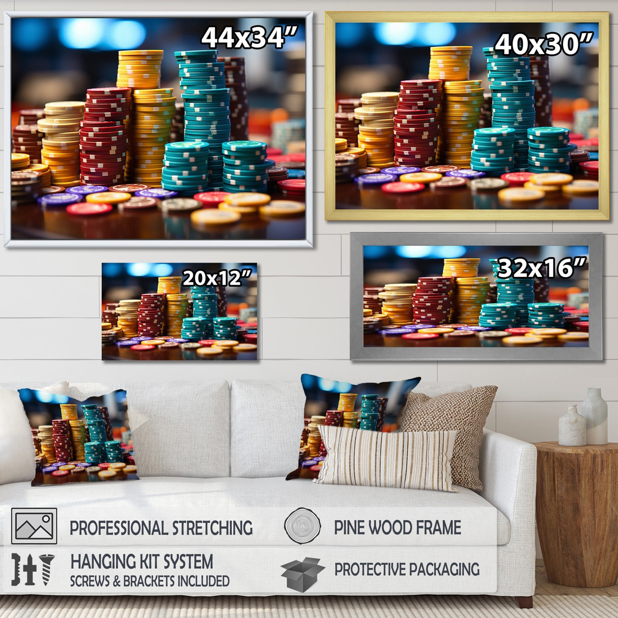 Designart "Casino Royale Poker Chips I" Casino & Games Canvas Print