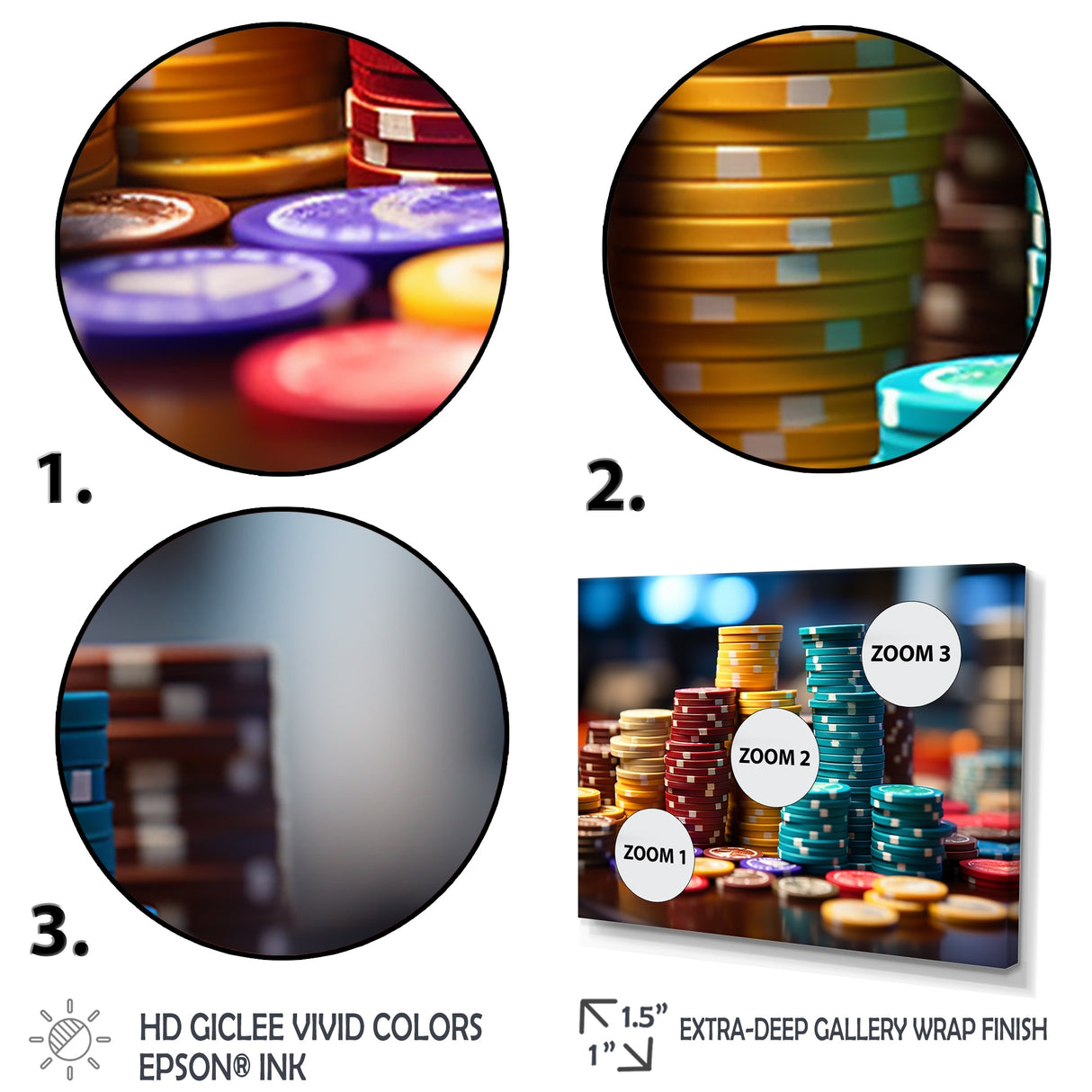 Designart "Casino Royale Poker Chips I" Casino & Games Canvas Print