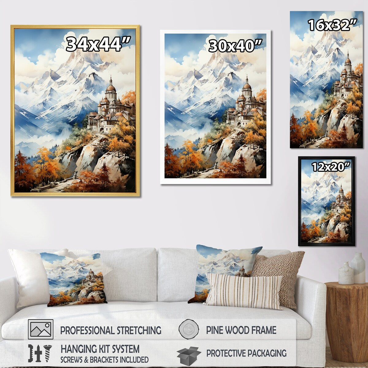 Designart "Castle In French Alps" France Wall Art